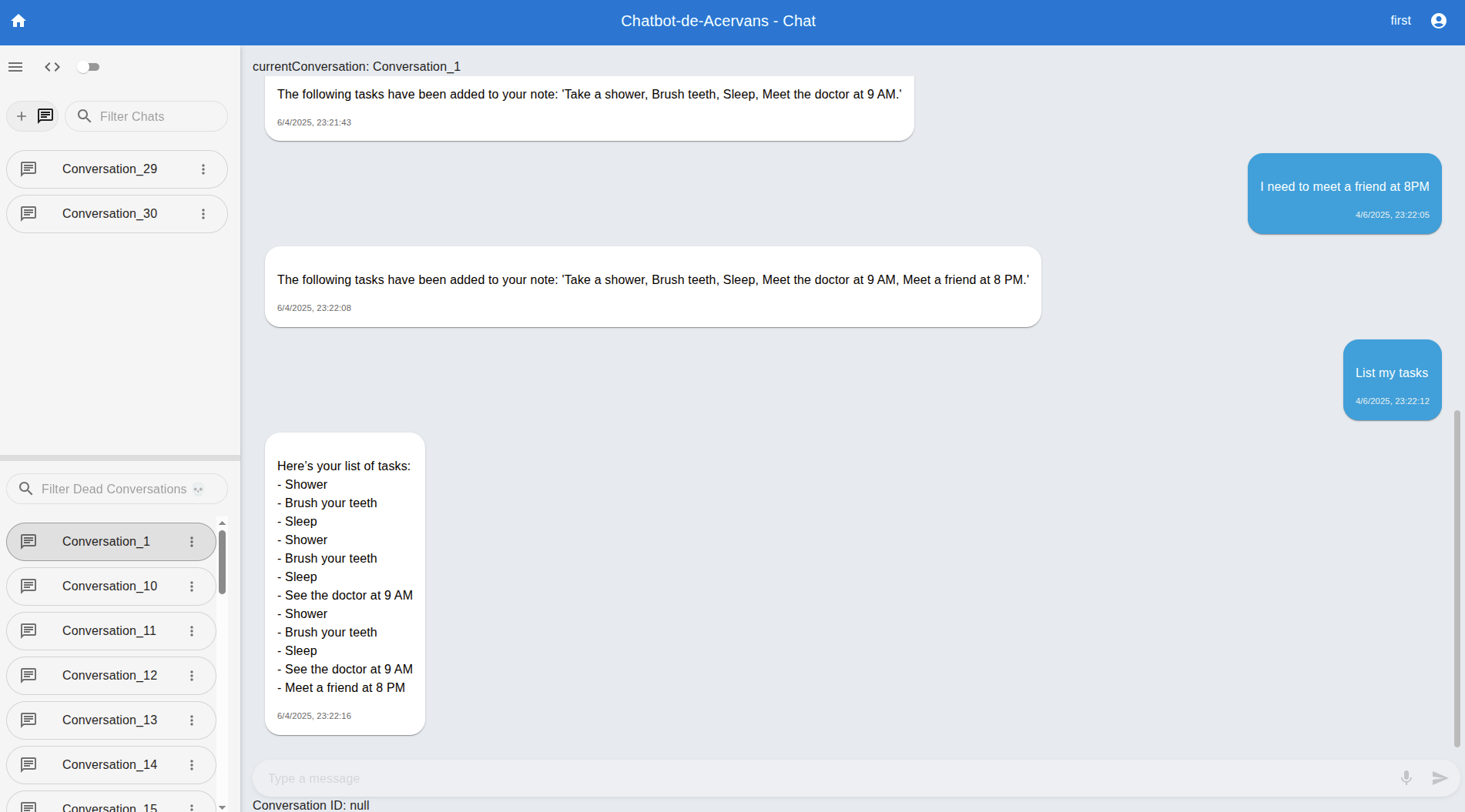 Interactive Chat Interface